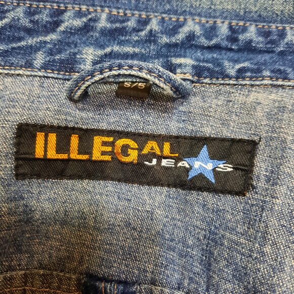 Vintage 90s Y2K Denim Vest Top Blue Sleeveless Button Front Size S - Picture 8 of 9